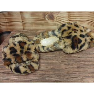 J/Slides NYC Women's Cheetah Print Faux Fur Slipper Slides 9